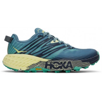 CHAUSSURES HOKA SPEEDGOAT 4 VERSION LARGE PROVINCIAL BLUE/LUMINARY GREEN POUR FEMMES