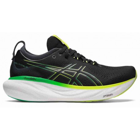 CHAUSSURES ASICS GEL NIMBUS 25 BLACK/LIME ZEST POUR HOMMES