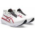 ASICS GEL NIMBUS 25 WHITE/CLASSIC RED FOR MEN'S