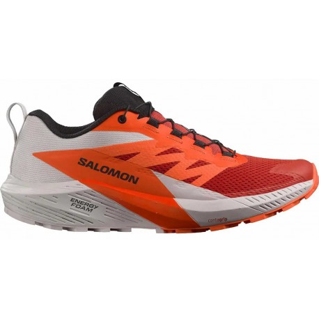 SALOMON SENSE RIDE 5 LUNAR ROCK/SHOKING ORANGE/FIERY RED FOR MEN'S