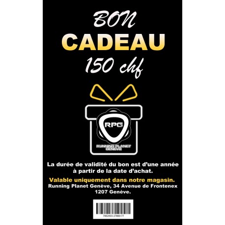 BON CADEAU 150 CHF MAGASIN RUNNING PLANET GENEVE