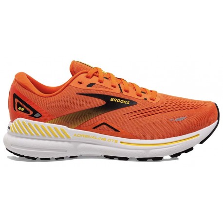 BROOKS ADRENALINE GTS 23 RED ORANGE/BLACK/YELLOW FOR MEN'S