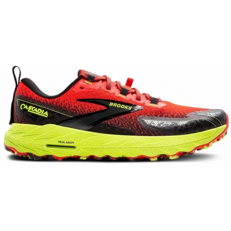 CHAUSSURES BROOKS CASCADIA 18 CHERRY TOMATO/LIME/BLACK POUR HOMMES