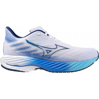 MIZUNO WAVE RIDER 28 WHITE/ESTATE BLUE/MUGEN BLUE FOR MEN'S