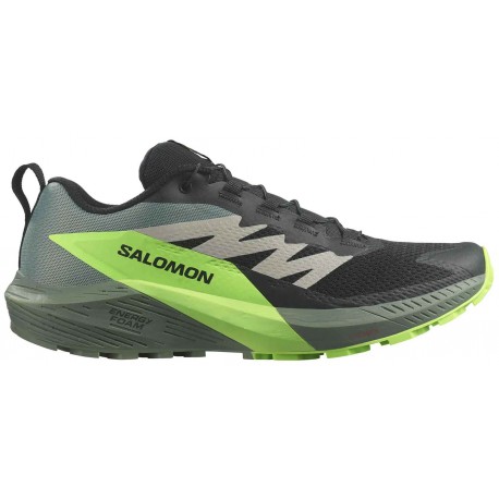 CHAUSSURES SALOMON SENSE RIDE 5 BLACK/LAUREL WREATH/GREEN GECKO POUR HOMMES