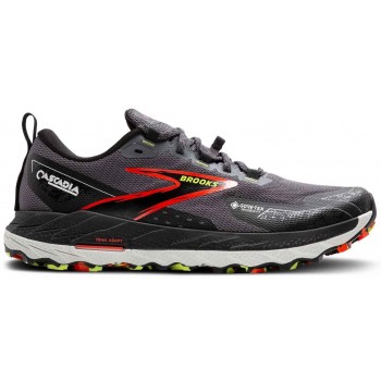 CHAUSSURES BROOKS CASCADIA 18 GTX BLACKENED PEARL/BLACK/TOMATO POUR HOMMES