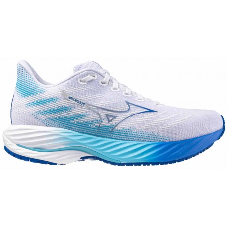 MIZUNO WAVE RIDER 28 WHITE/MUGEN BLUE/RIVER BLUE FOR WOMEN'S