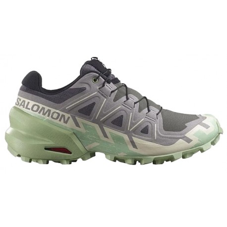 CHAUSSURES SALOMON SPEEDCROSS 6 CASTLEROCK/VANILLA ICE/SMOKE GREEN POUR FEMMES